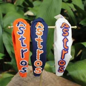 Houston Astros-hoofdbanden met topknoop, Astros-hoofdband, Houston Astros-accessoires, Houston Astros-hoofdbanden