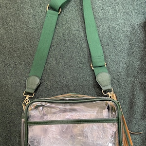 Bolso bandolera para el día del partido, bolsos transparentes para el día del partido, accesorios para el día del partido, bolsos transparentes para estadios, bolsos para estadios, bolso transparente para festivales, bolso transparente para conciertos Dark Green