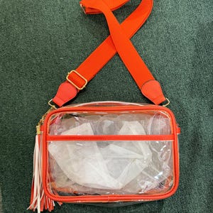 Bolso bandolera para el día del partido, bolsos transparentes para el día del partido, accesorios para el día del partido, bolsos transparentes para estadios, bolsos para estadios, bolso transparente para festivales, bolso transparente para conciertos Naranja
