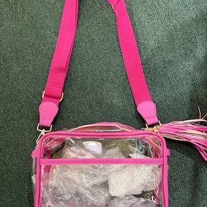Bolso bandolera para el día del partido, bolsos transparentes para el día del partido, accesorios para el día del partido, bolsos transparentes para estadios, bolsos para estadios, bolso transparente para festivales, bolso transparente para conciertos Rosa