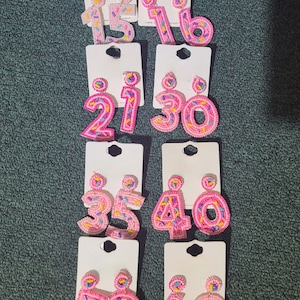 Milestone birthday earrings, birthday accessories, 15 birthday, 16 birthday, 21 birthday, 30 birthday, 40 birthday 50 birthday, 60 birthday