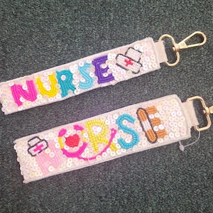 Nurse Keychain, Sequin Nurse Keychain, Nurse Gifts, Nurse Thank You Gift, Nurse Week, Nurse Keyholder, Nurse Keys, Nurse ID, Nurse