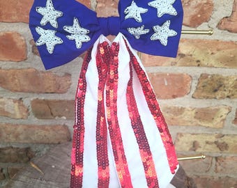Fourth of July bow, USA flag bow, USA accessories, 4th of July bow, Fourth of July accessories, USA, usa themed bow, red white blue bow