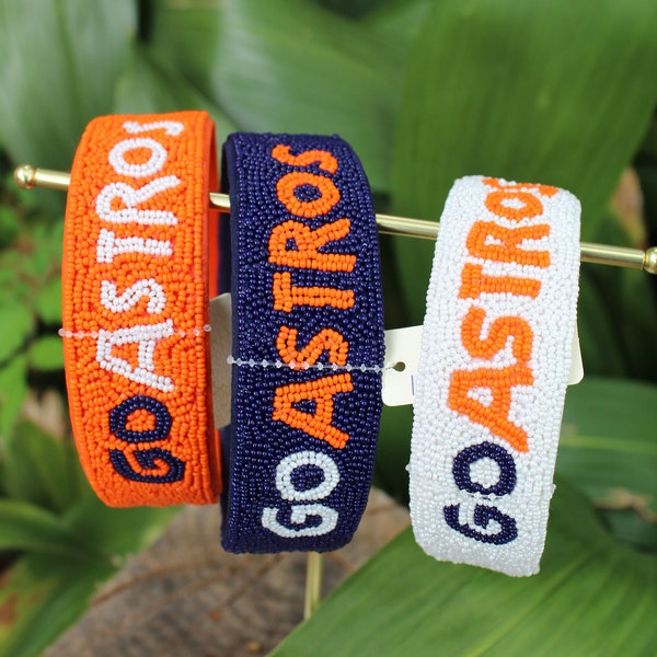 Houston Astros beaded headbands, Go Astros, Houston Astros Accessories, Houston Astros Outfit, Houston Astros, Houston Astros Headband