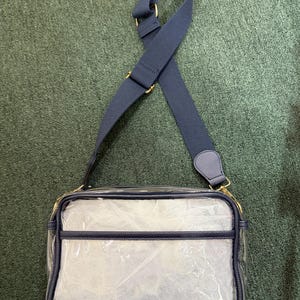 Bolso bandolera para el día del partido, bolsos transparentes para el día del partido, accesorios para el día del partido, bolsos transparentes para estadios, bolsos para estadios, bolso transparente para festivales, bolso transparente para conciertos Navy