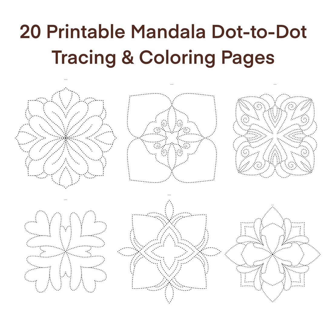 20 Printable Mandala Dot to Dot & Coloring Pages Trace , Color Mandalas ...