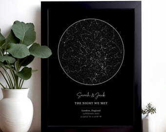 18th Birthday Star Map, The Night You Were Born, Personalised Night Sky Print, 18 Years Old Gift, Printable Digital Download