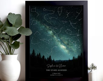 Star Map Print, Personalised Night Sky, Where It All Began, Engagement Location Gift, Custom Constellation Poster, Birthday Gift