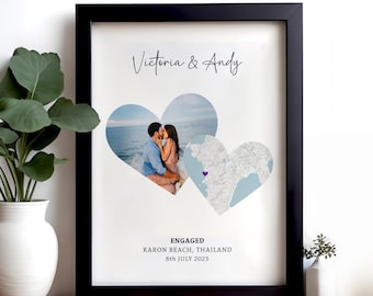 Engagement Gift for Couple – Personalised Where We Met Map Print, Valentines Day Gift, Gift for Her or Him