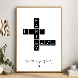 Custom Scrabble Print, Personalized Family Wall Art, Personalised Family Gift, Retirement Gift, Mum Dad Gran Gift, Digital File
