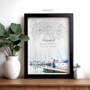 Verlobungsbild & Karte, Geschenk für Verlobtes, Verlobungsdruck, Geschenk für Verlobte, DIGITALER DOWNLOAD, personalisierte Karte