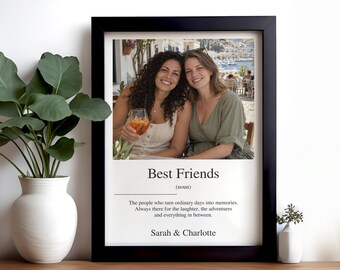 Best Friends Photo Print, Personalised Friendship Gift, Custom Photo Wall Art, Best Friend Birthday Gift, Bestie Keepsake Definition