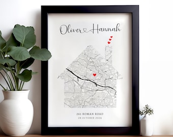 Personalised Housewarming Gift, New Home Gift, Custom Home Map, First Time Home Buyer, First Home Gift, Our First Home, House Name Print