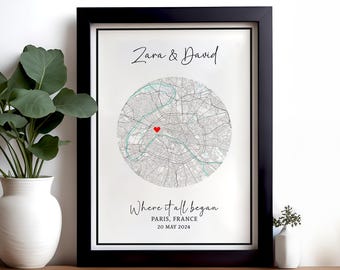 Personalised Engaged Map, Engagement Gift, Gift For Engaged Couple, Personalised Map Print, Engagement Gift For Her, Engagement Gifts