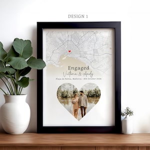 Verlovingsfoto cadeau print, gepersonaliseerde verlovingskaart, cadeau voor verloofd stel, gepersonaliseerde kaart print, verlovingscadeau voor haar, verloofd