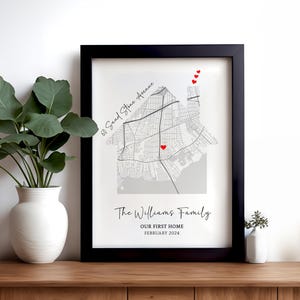 Personalised Housewarming Gift, Custom First Home Map Print New Home Present, Gift for First Home Couple, New House map, New Home
