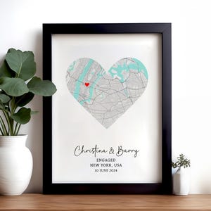 Gepersonaliseerde verlovingscadeau, locatiekaart verloving, cadeau voor verloofd stel, aangepaste kaartafdruk, verlovingscadeau voor haar, digitale download