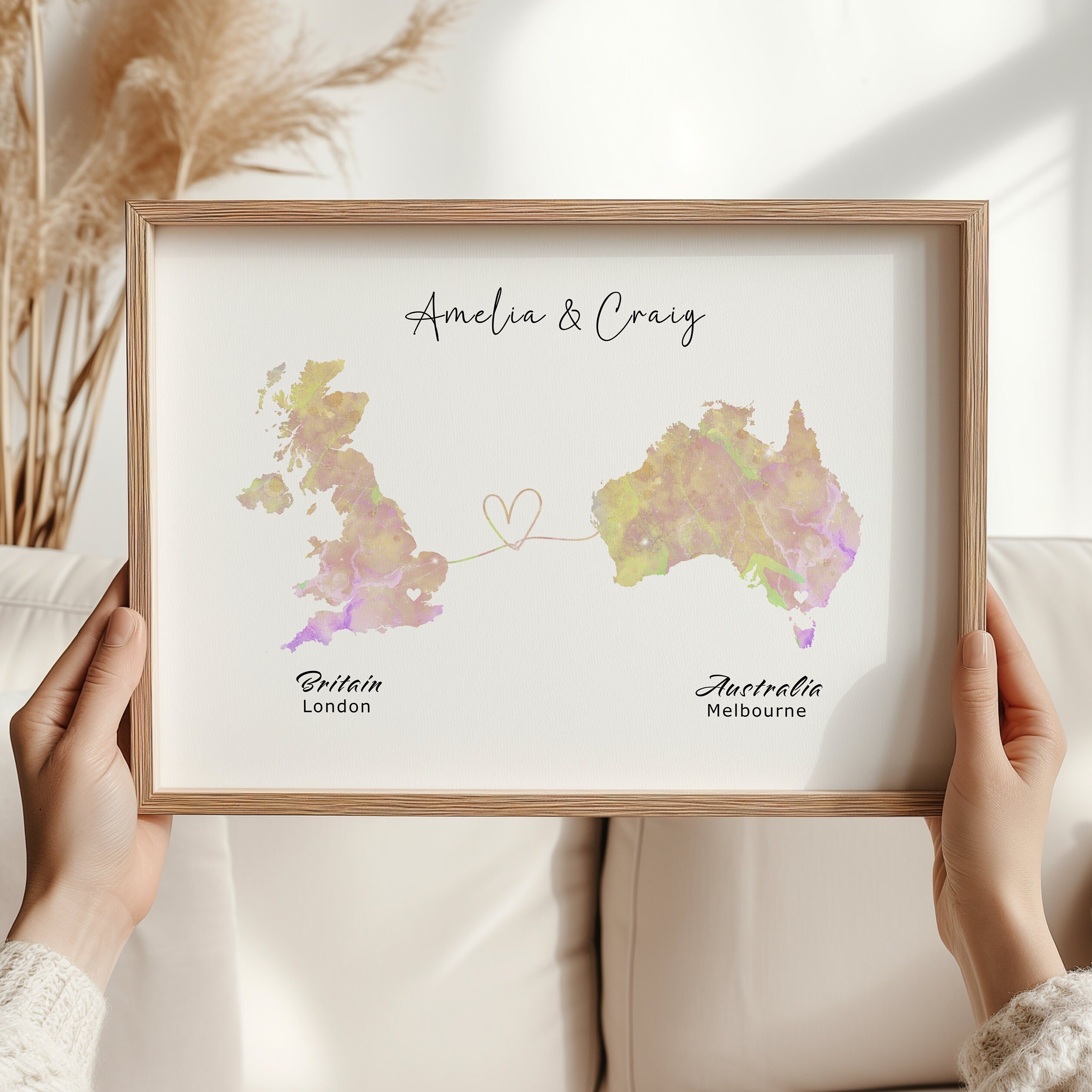 Personalised Watercolour Map Print, Any Country, Custom Map Wall Art