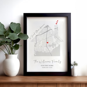Gepersonaliseerd housewarmingcadeau, cadeau nieuw huis, kaart aangepaste woning, koper voor eerste huis, cadeau eerste huis, ons eerste huis, digitaal bestand