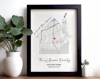 Personalised Housewarming Gift, New Home Gift, Custom Home Map, First Time Home Buyer, First Home Gift, Our First Home, Digital File