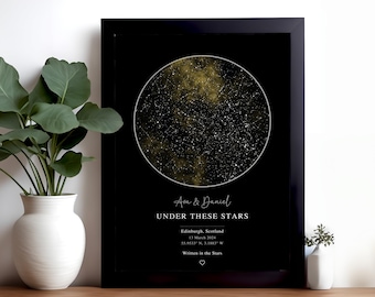 Smoky Star Map Print, Personalised Night Sky Poster, Custom Constellation Circle Wall Art, Where It All Began, Birthday & Anniversary Gift