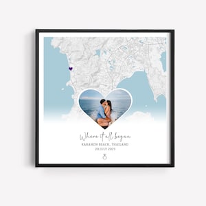 Verlovingsfoto cadeau print, gepersonaliseerde verlovingskaart, cadeau voor verloofd stel, gepersonaliseerde kaart print, cadeau voor haar, vierkante print