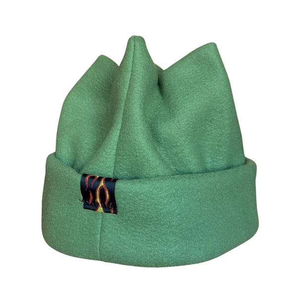 Kid's Forest Green Point Fleece Beanie