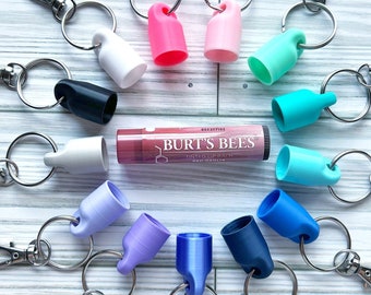 Porta bálsamo labial para Burt's Bees - Llavero con forma de tapa - Llavero de regalo con forma de bálsamo labial - Llavero de viaje - Organizador de carteras - Cuidado de labios - Accesorio de llavero