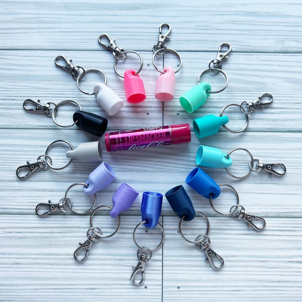 Keychain Cap for Lip Smacker - Lip Balm Holder - Chapstick Keychain Gift - Travel Keychain - Keychain Accessories - Kids Backpack Attachment