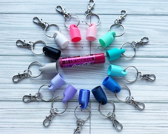 Keychain Cap for Lip Smacker - Lip Balm Holder - Chapstick Keychain Gift - Travel Keychain - Keychain Accessories - Kids Backpack Attachment