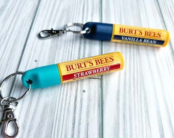 Porta bálsamo labial para Burt's Bees - Llavero con forma de tapa - Llavero de regalo con forma de bálsamo labial - Llavero de viaje - Organizador de carteras - Cuidado de labios - Accesorio de llavero