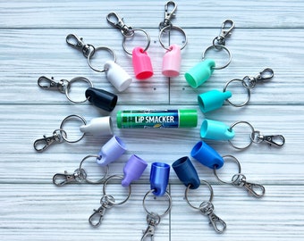 Keychain Cap for Lip Smacker - Lip Balm Holder - Chapstick Keychain Gift - Travel Keychain - Keychain Accessories - Kids Backpack Attachment