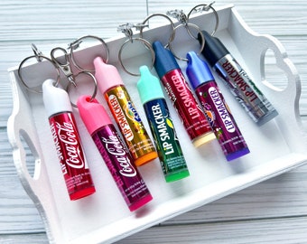 Keychain Cap for Lip Smacker - Lip Balm Holder - Chapstick Keychain Gift - Travel Keychain - Keychain Accessories - Kids Backpack Attachment