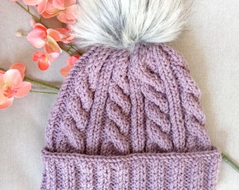 Handmade Lavender Cable Knit Women display picture 1