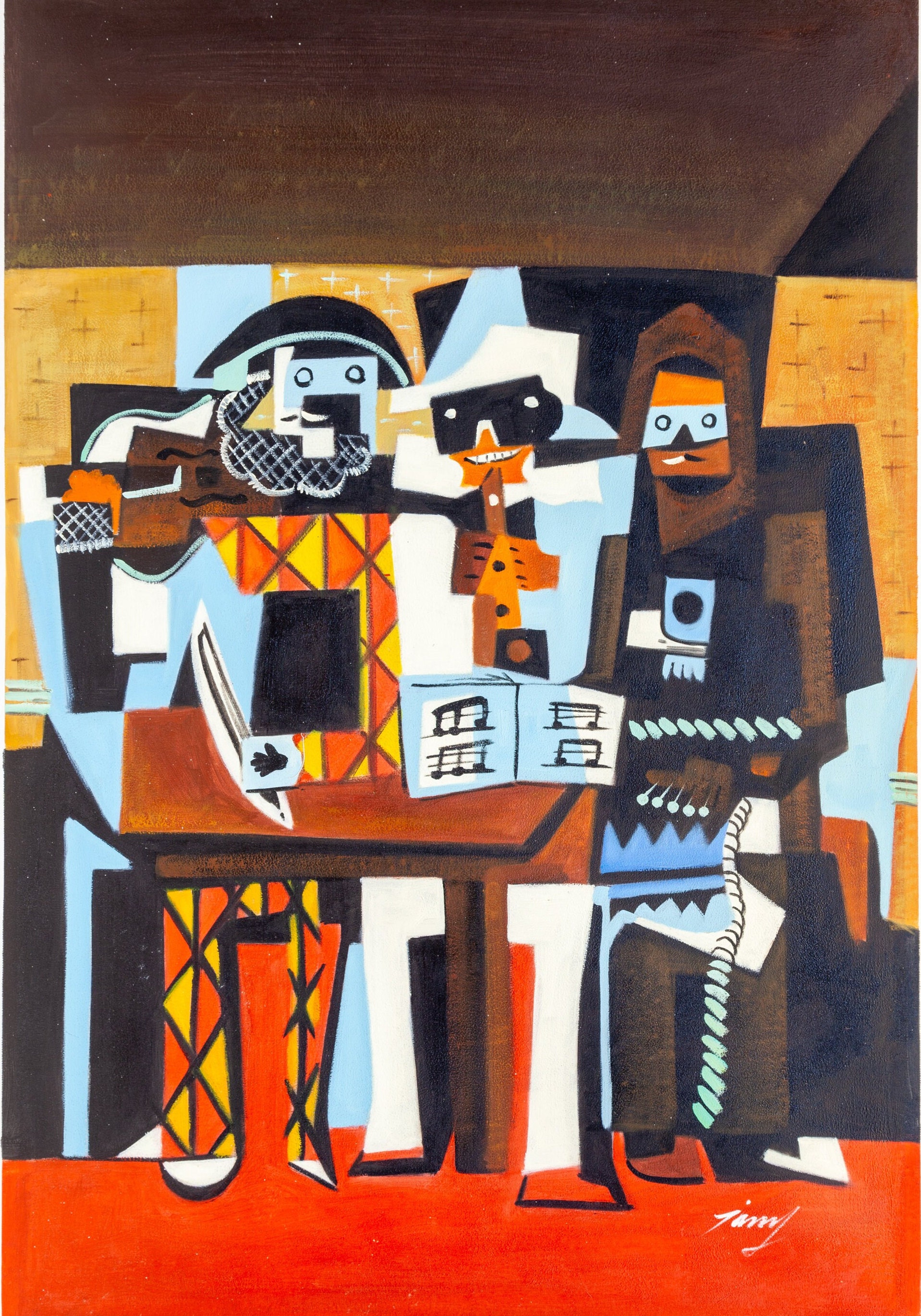 Three Musicians Picasso Reproduction Oil Painting on 24x36 Flat Canvas ...