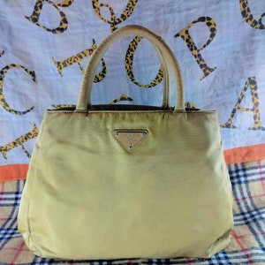 PRADA Nylon Top Handle Beige Mini Bag (Authentic)