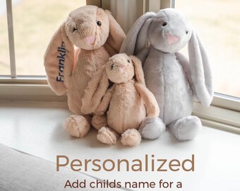 Lapin en peluche personnalisé - Disponible en 18 pouces et 12 pouces - Parfait pour les tout-petits et les nouveau-nés - Cadeau idéal pour nouveau-né