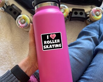 Roller Skate Pegatina Skate Pegatina Regalo Roller Skater Me encanta patinar botella de agua pegatina Roller Skate Regalo, Roller Skater Regalo