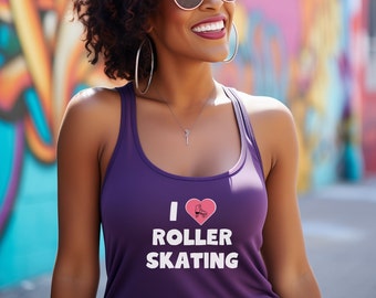 Roller Skate Camisa Roller Skate Racerback Top Regalo Roller Skater Me encanta el patinaje sobre ruedas Mujeres Skate Tank Top Roller Skate Ropa Regalo