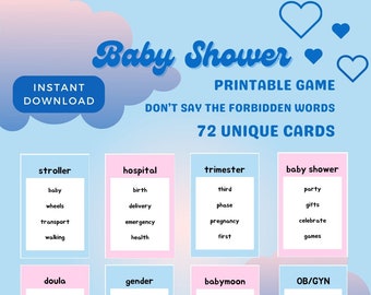 Baby shower printable game, word guessing game, icebreaker group fun, expectant mama celebration, baby sprinkle activity, host party games