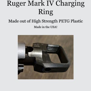 Op de afbeelding: Een zwarte kunststof laadring voor een Ruger Mark IV pistool. De ring is gemaakt van hoogwaardig PETG-kunststof en is gemaakt in de VS.