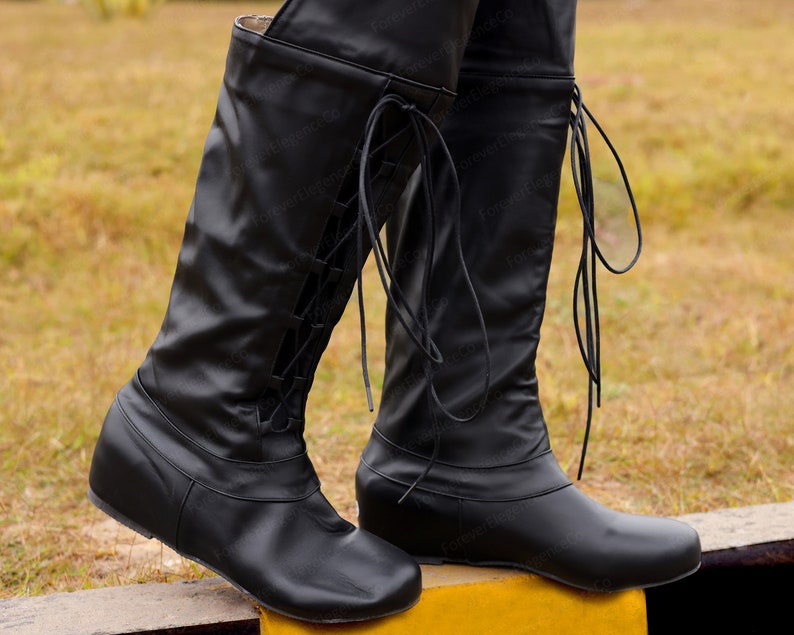 Renaissance Shoes Women Renaissance Pirate Boots PU Leather