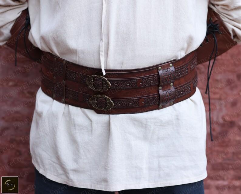 Medieval Wide Waist Leather Belt, Renaissance Viking Goth Belt, Ren ...