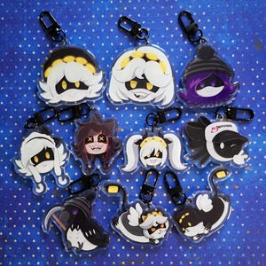 Moorddrones sleutelhanger | Murder Drones acryl sleutelhanger | Moorddrones V Uzi N J Cyn Cyntessa Tessa N Hond V Kat Raaf UziCharm