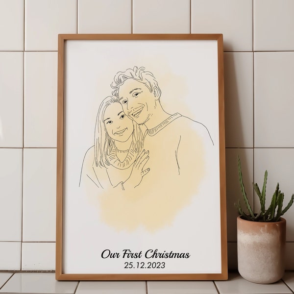 Custom Line Art, Custom Portrait, Personalized Anniversary Gifts, Gifts for boyfriend, Gifts for husband, Gift for him