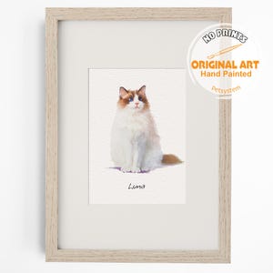 Mini aangepaste aquarel kattenportret, kattengedenkteken, kattenverlies cadeau, huisdierportretten van foto's, huisdier schilderij, aangepaste kleine schilderijen, miniatuur