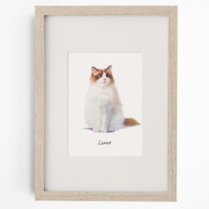 Mini Custom Watercolor Cat Portrait,Cat Memorial,Cat Loss Gift,Pet Portraits from Photos,Pet Painting, Custom Tiny Paintings,Miniature