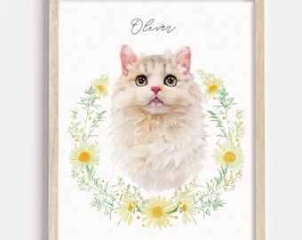 Benutzerdefinierte Aquarell Tierportrait, Haustier Foto verwenden, Katzenportrait vom Foto, Hundeportrait, Hundeportrait, Haustier Erinnerung Geschenk, Haustier Verlust Geschenk