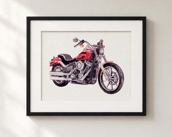 Individuell handgemaltes Motorradporträt nach Foto, personalisiertes Motorradgemälde, Erinnerungsgeschenk für Motorradfahrer, Geschenk für Biker, Geschenk für Väter