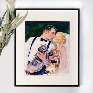 Portret voorstel stel, aangepast portret van foto, verlovingscadeau, cadeau voor koppels, jubileumcadeau voor hem, aquarel